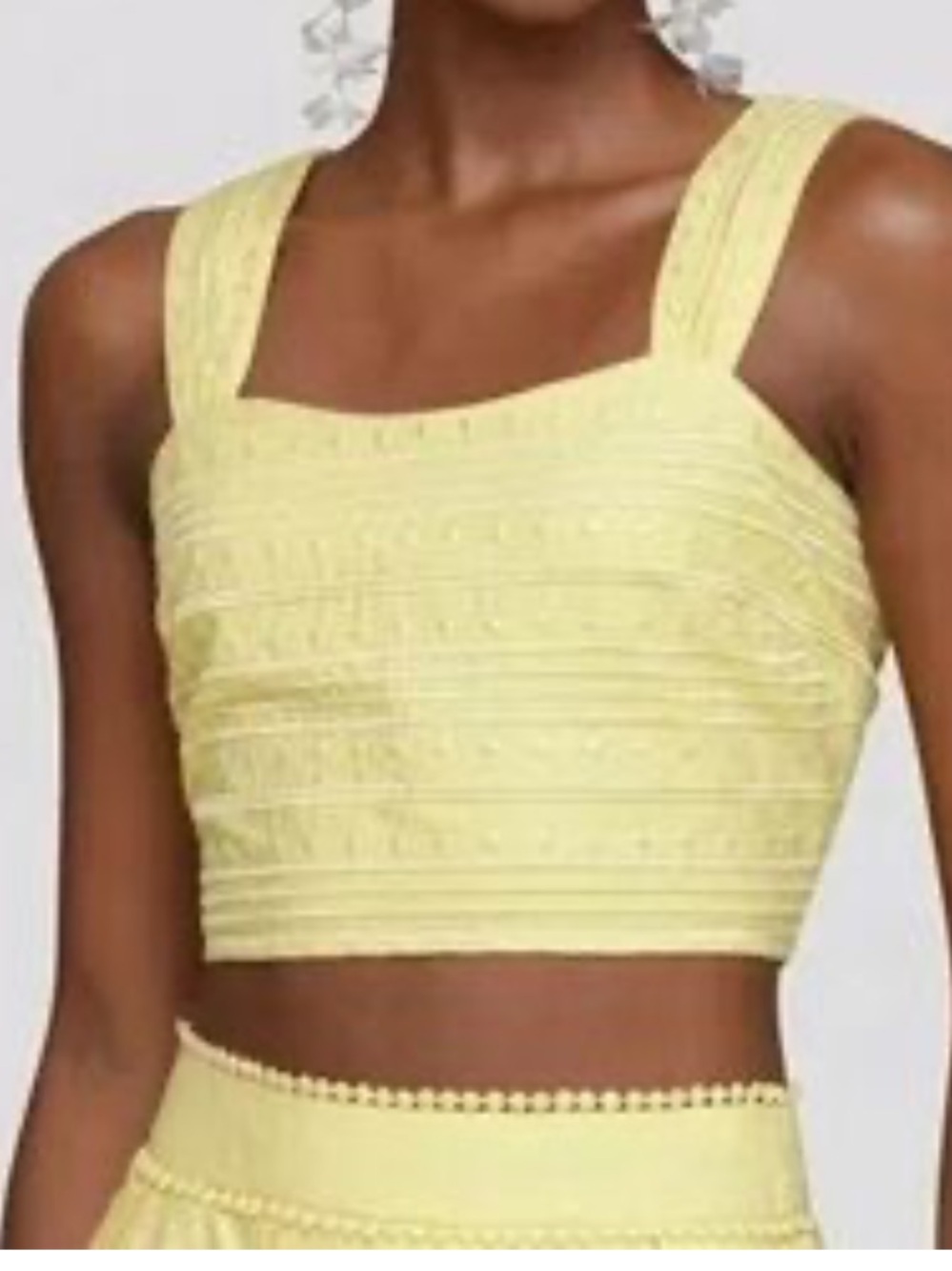 Avec Les filles Women's Cotton Embroidered Square-Neck Tank Top